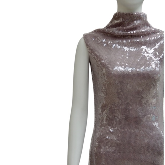 16Arlington Luna Lilac sequined mini dress w/ mock turtlneck SZ 2 - Picture 5 of 8